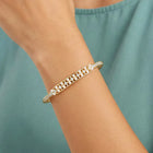 Slim CZ & Pearl Strip Gold Bangle Kada