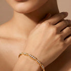 Marquise Style CZ Link Gold Bangle Kada