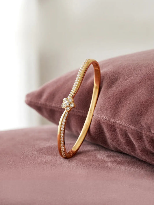 Adorning Floral CZ Studded Gold Kada