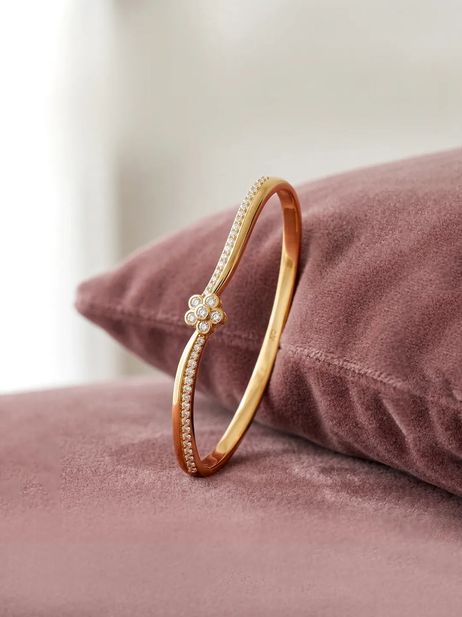 Adorning Floral CZ Studded Gold Kada
