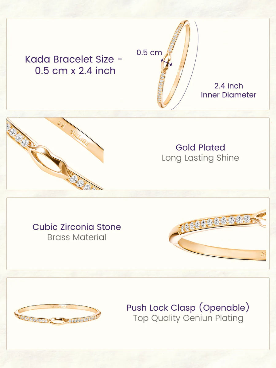 Lover's Promise Tennis Style Gold Kada
