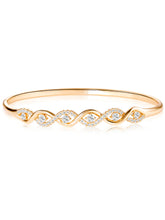 Flowing Wave CZ Link Gold Bangle Kada