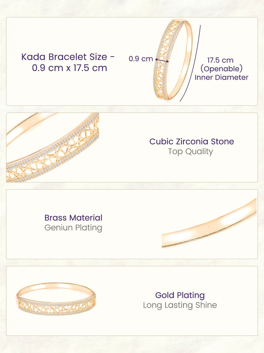 Peora Lattice Work Gold Kada For Women