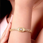 Peora Minimal Bow Knot CZ Gold Kada For Women