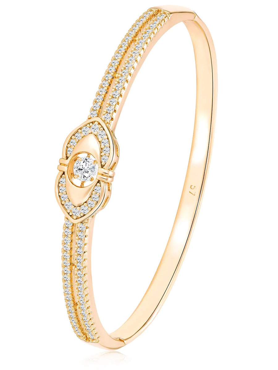 Peora Minimal Bow Knot CZ Gold Kada For Women