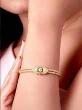 Peora Minimal Bow Knot CZ Gold Kada For Women