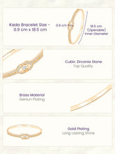 Peora Minimal Bow Knot CZ Gold Kada For Women