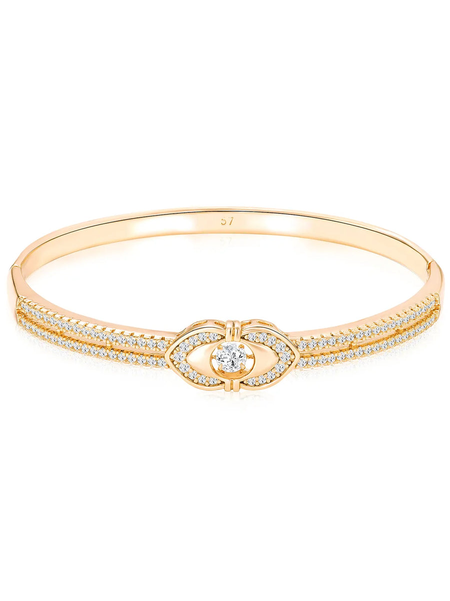 Peora Minimal Bow Knot CZ Gold Kada For Women