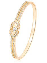 Peora Minimal Bow Knot CZ Gold Kada For Women