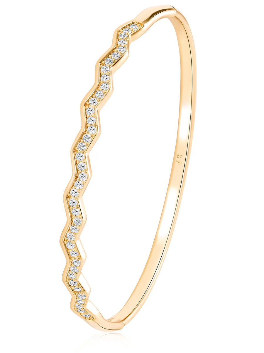 Peora Minimal Wave Edge Gold Kada For Women