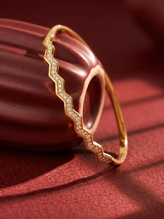 Peora Minimal Wave Edge Gold Kada For Women