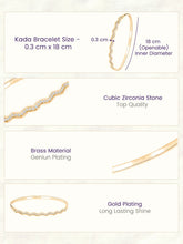 Peora Minimal Wave Edge Gold Kada For Women