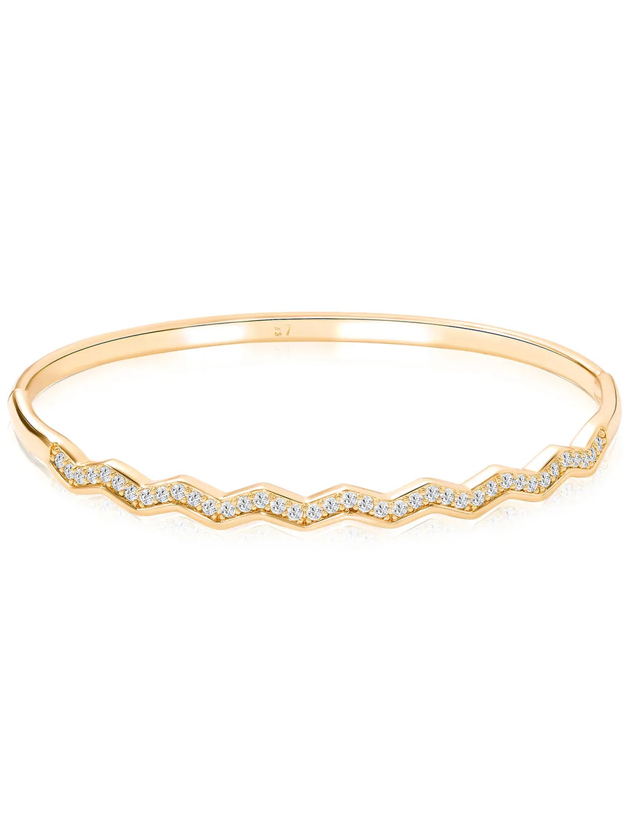Peora Minimal Wave Edge Gold Kada For Women