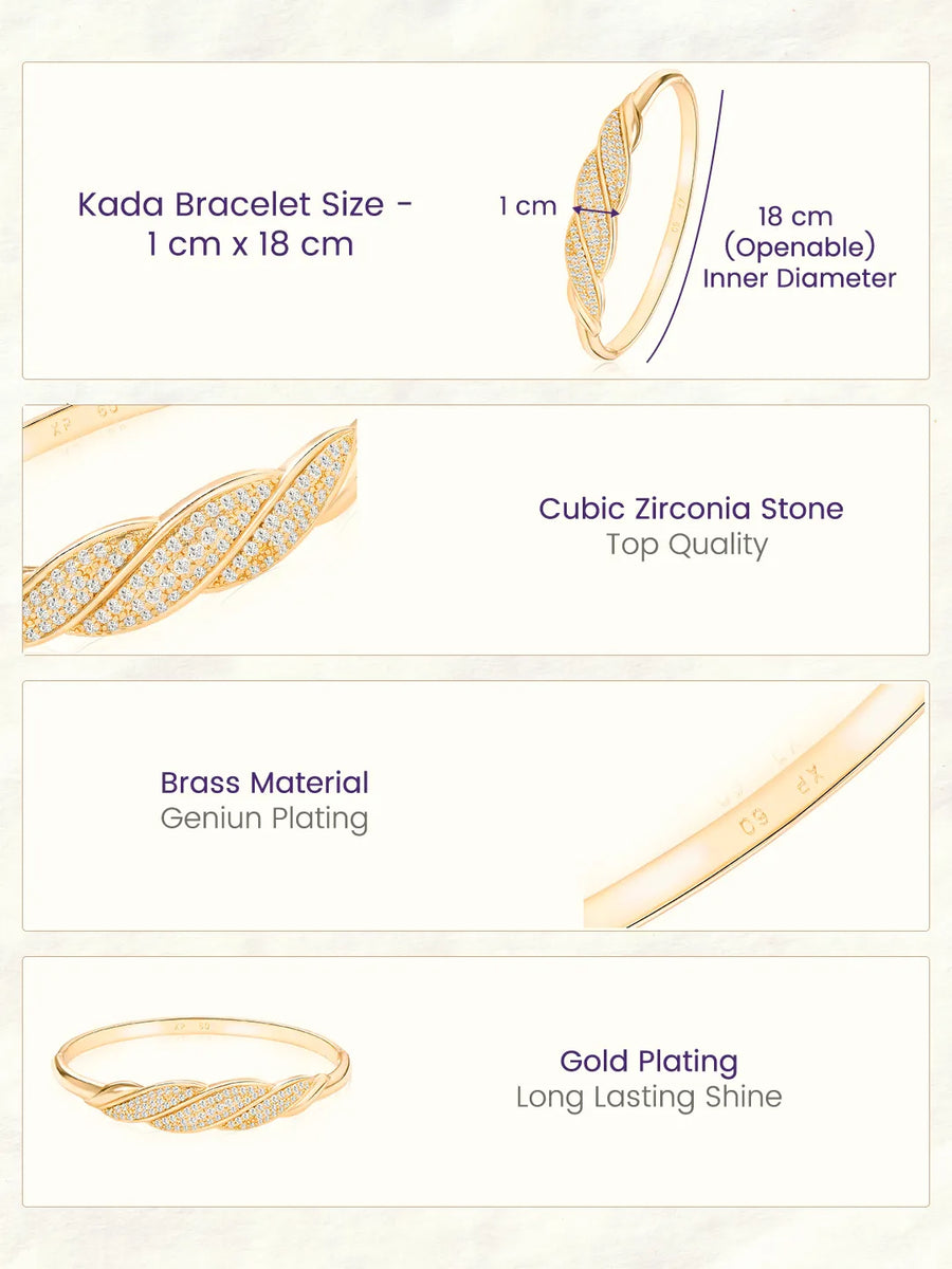 Peora Bold Yet Classy CZ Gold Kada For Women