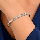 Peora Modern Braided Rope Twist CZ Silver Kada