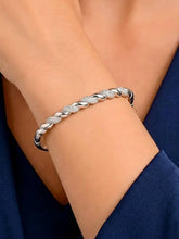 Peora Modern Braided Rope Twist CZ Silver Kada