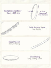 Peora Modern Braided Rope Twist CZ Silver Kada