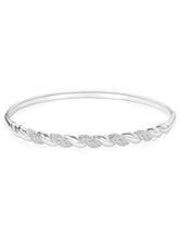 Peora Modern Braided Rope Twist CZ Silver Kada