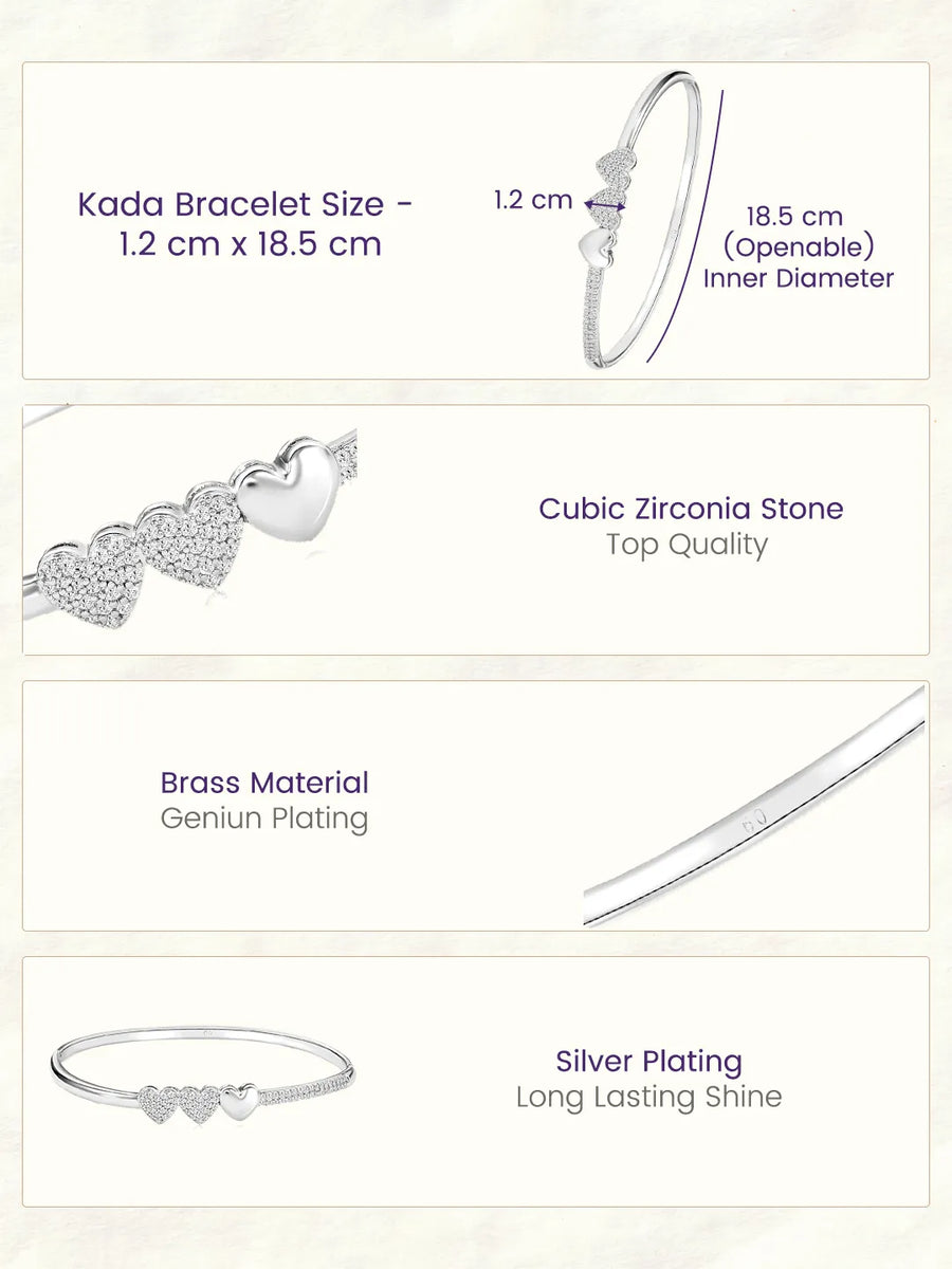 Peora Full of Love Zircon Silver Bracelet