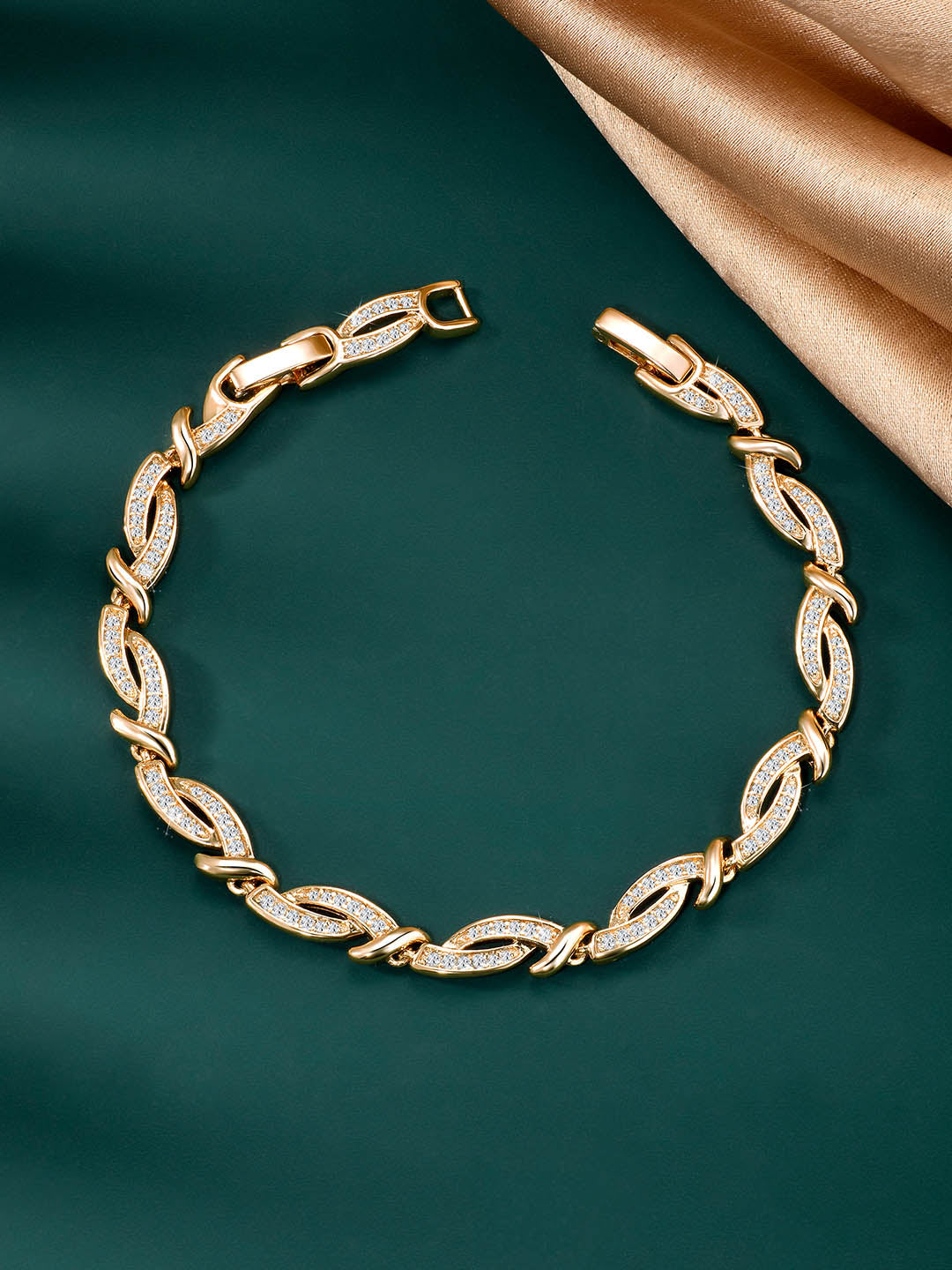 Stylish CZ Golden Bracelet