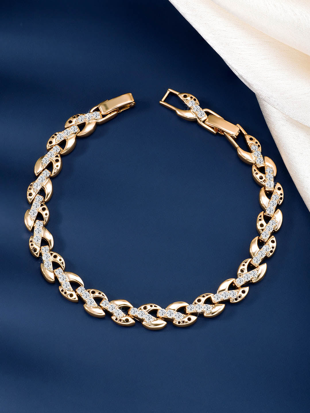 Modern CZ Golden Bracelet