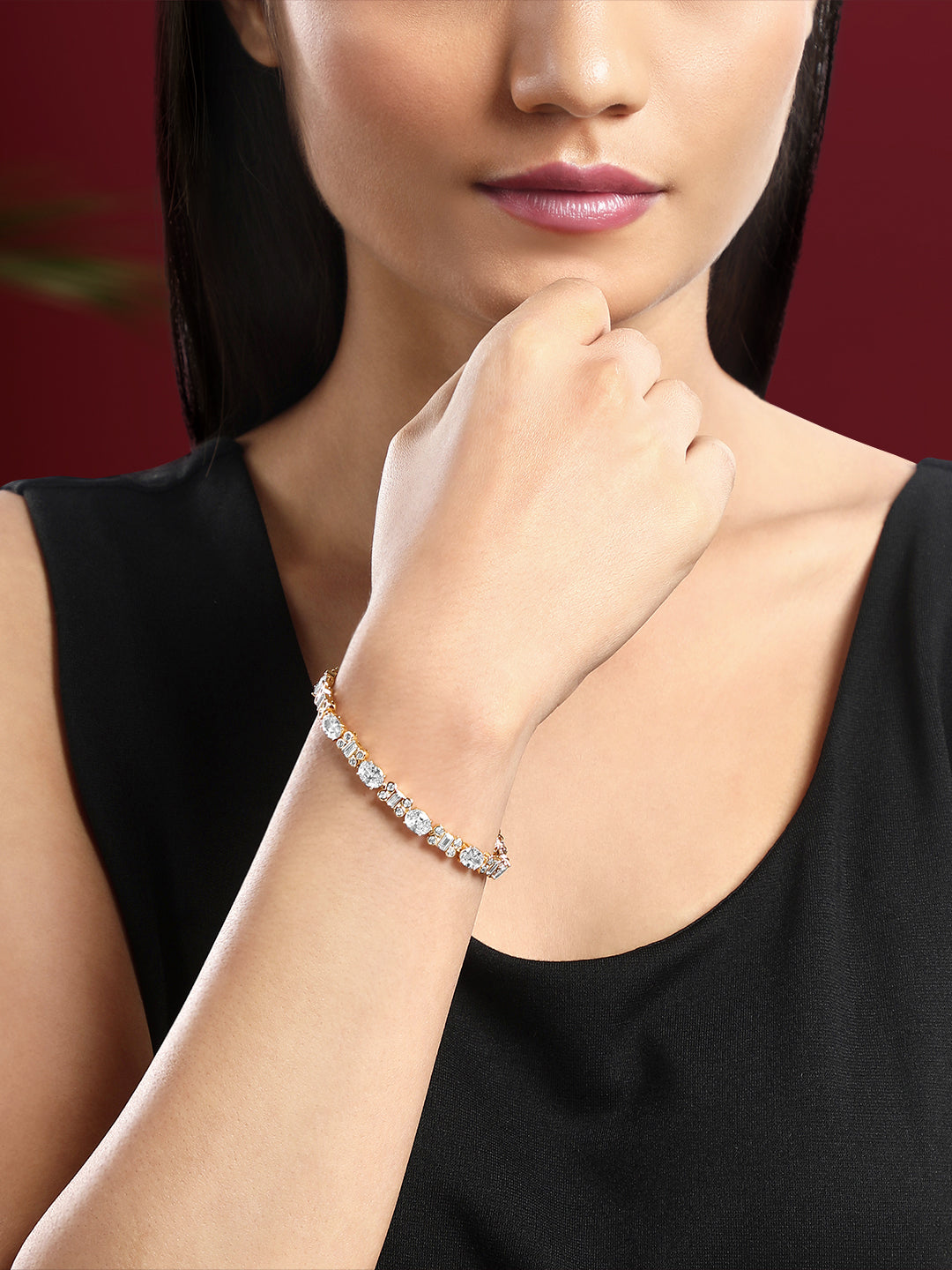 Brilliant Shine CZ Golden Bracelet