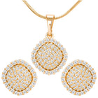 Peora Cushion Style CZ Gold Pendant Set
