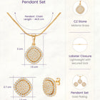 Peora Cushion Style CZ Gold Pendant Set