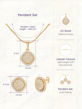 Peora Cushion Style CZ Gold Pendant Set
