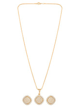 Peora Cushion Style CZ Gold Pendant Set