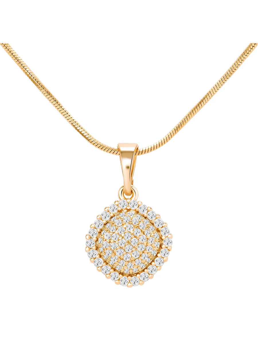 Peora Cushion Style CZ Gold Pendant Set