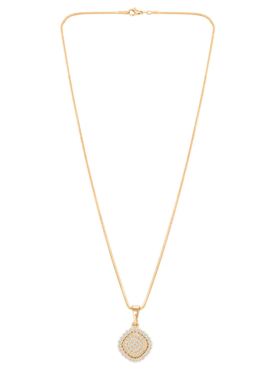 Peora Cushion Style CZ Gold Pendant Set