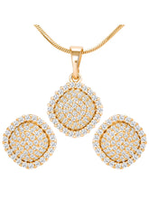 Peora Cushion Style CZ Gold Pendant Set