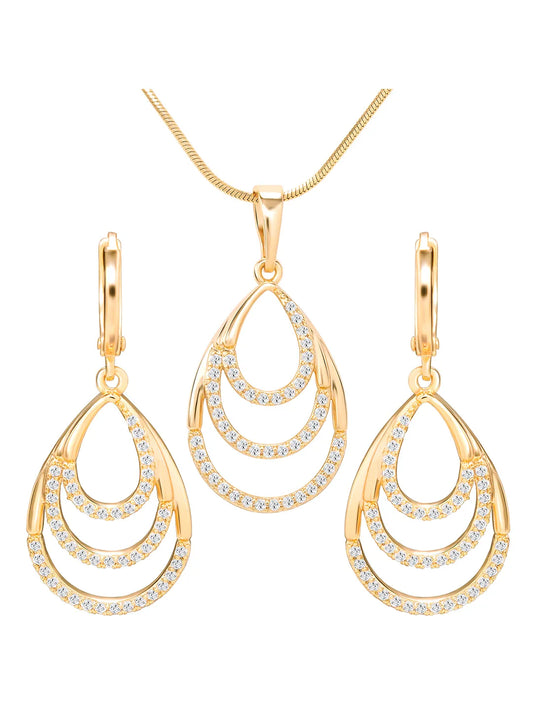 Peora Multi Layer Pear Shape Drop Pendant Set