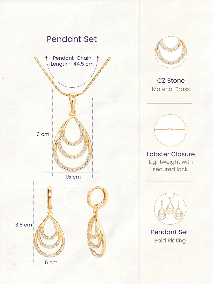 Peora Multi Layer Pear Shape Drop Pendant Set