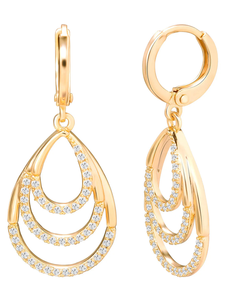 Peora Multi Layer Pear Shape Drop Pendant Set