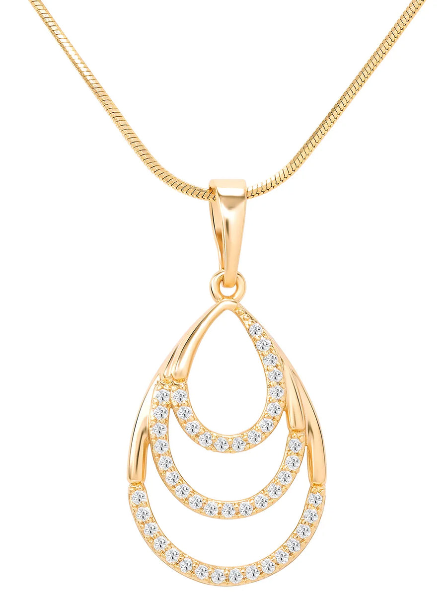 Peora Multi Layer Pear Shape Drop Pendant Set