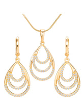 Peora Multi Layer Pear Shape Drop Pendant Set