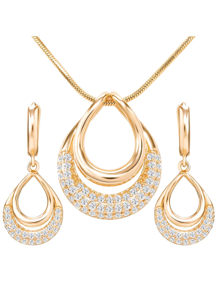 Peora Layered Loop Teardrop Pendant Set For Her