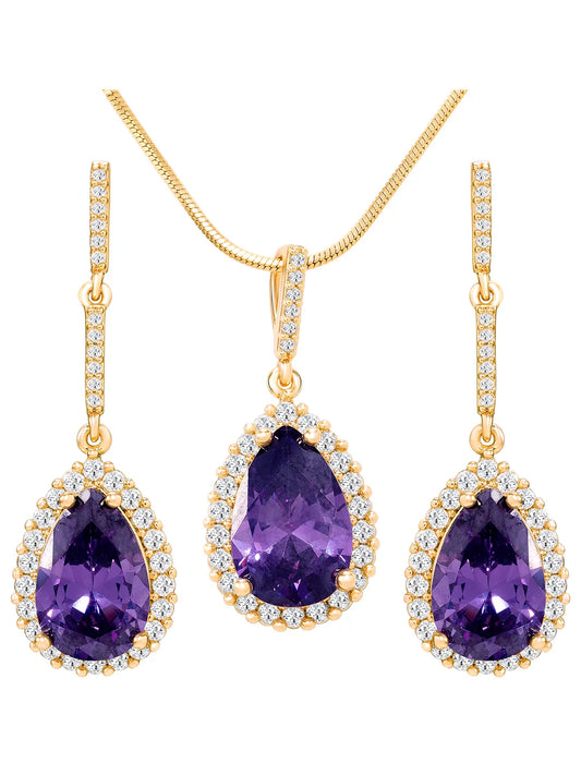 Peora Royal Story Purple Pendant Set For Women