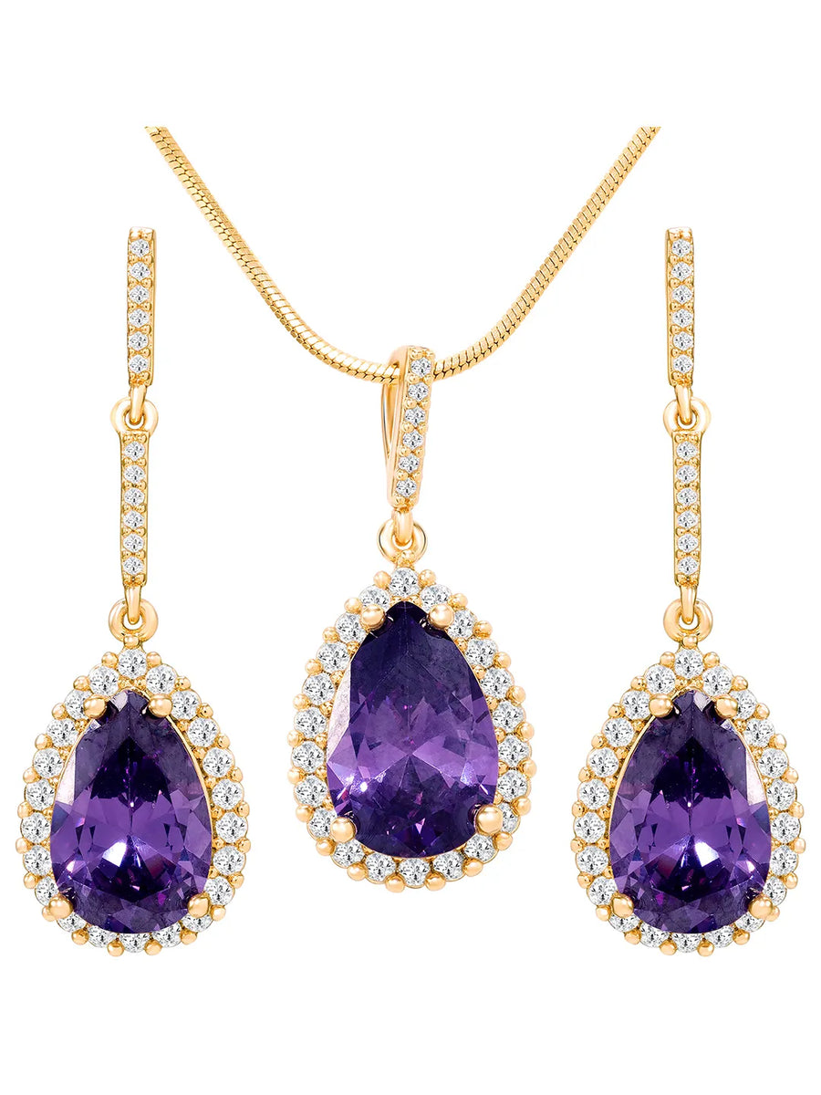 Peora Royal Story Purple Pendant Set For Women