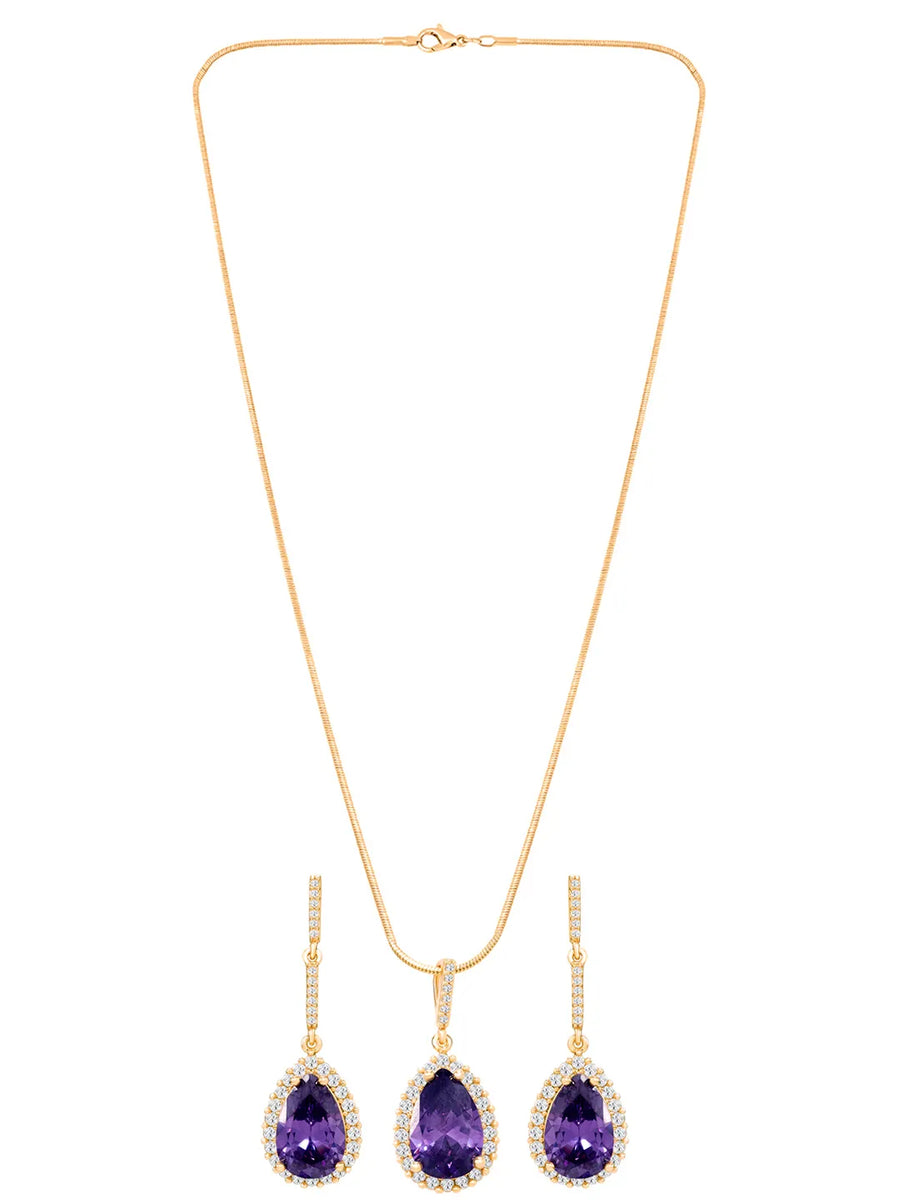Peora Royal Story Purple Pendant Set For Women