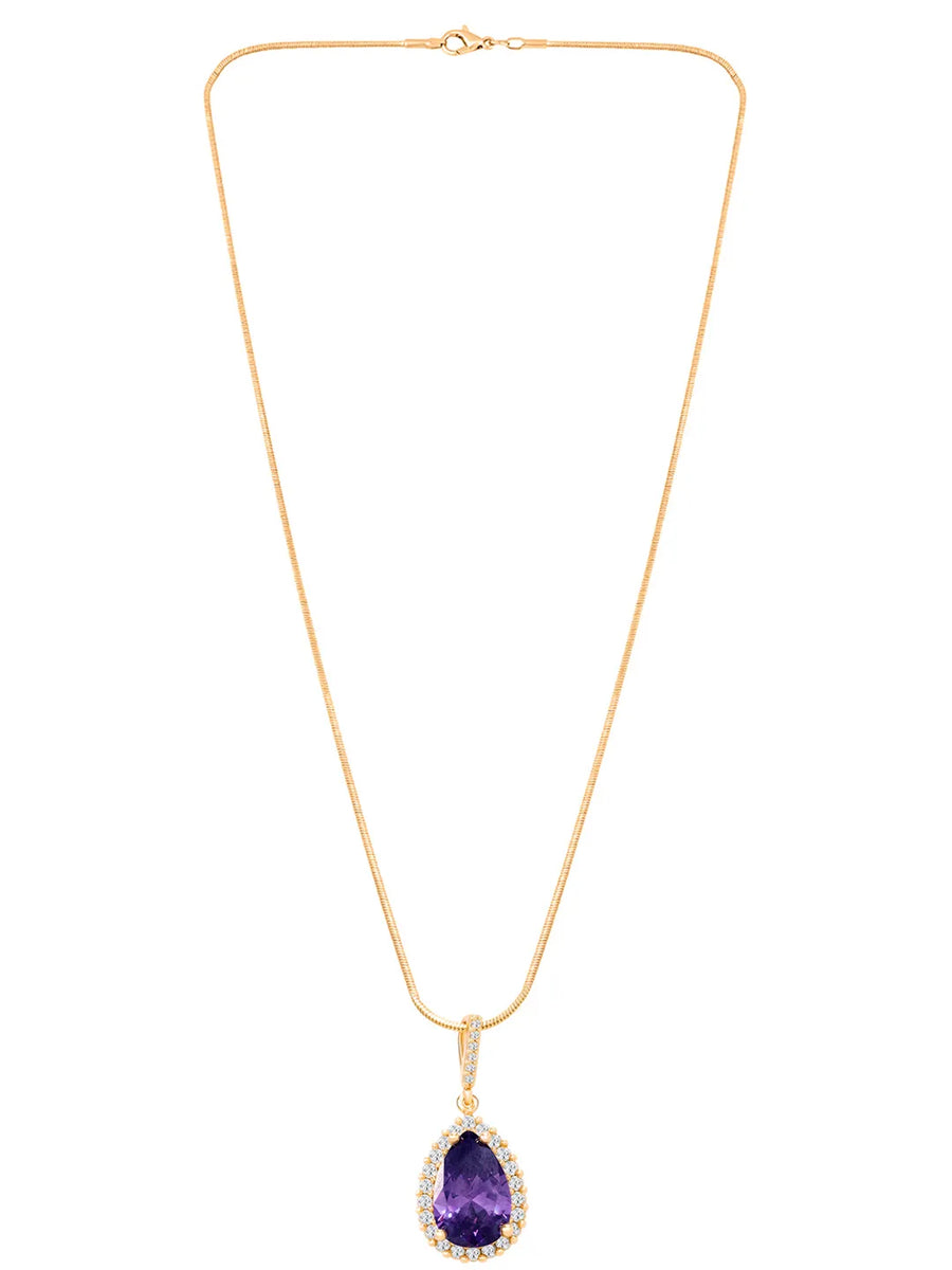 Peora Royal Story Purple Pendant Set For Women