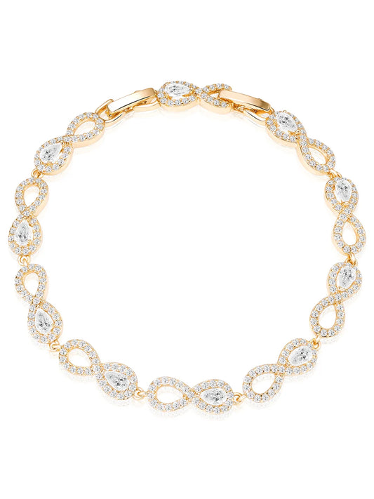 Linked CZ Infinity Loop Gold Bracelet