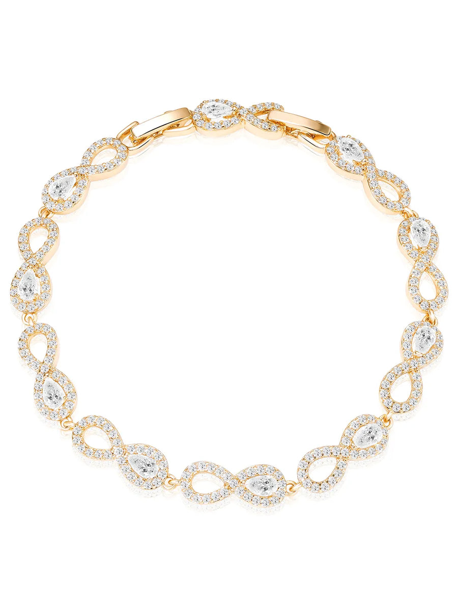 Linked CZ Infinity Loop Gold Bracelet