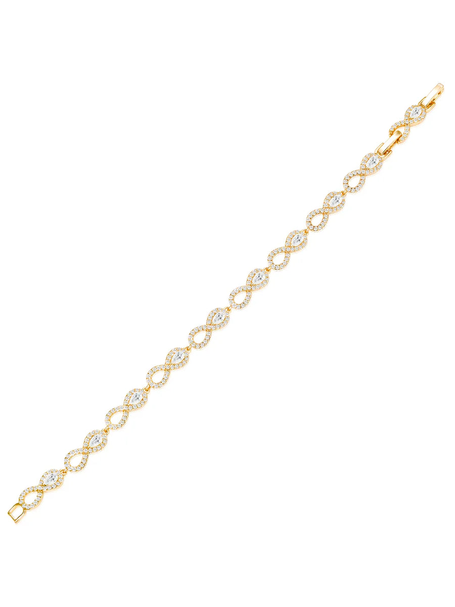 Linked CZ Infinity Loop Gold Bracelet