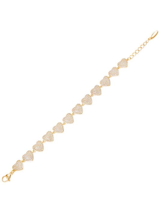 Passion Heart Link CZ Gold Bracelet