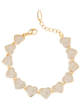 Passion Heart Link CZ Gold Bracelet