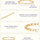 Sleek Interlinked CZ Gold Chain Bracelet