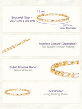 Sleek Interlinked CZ Gold Chain Bracelet